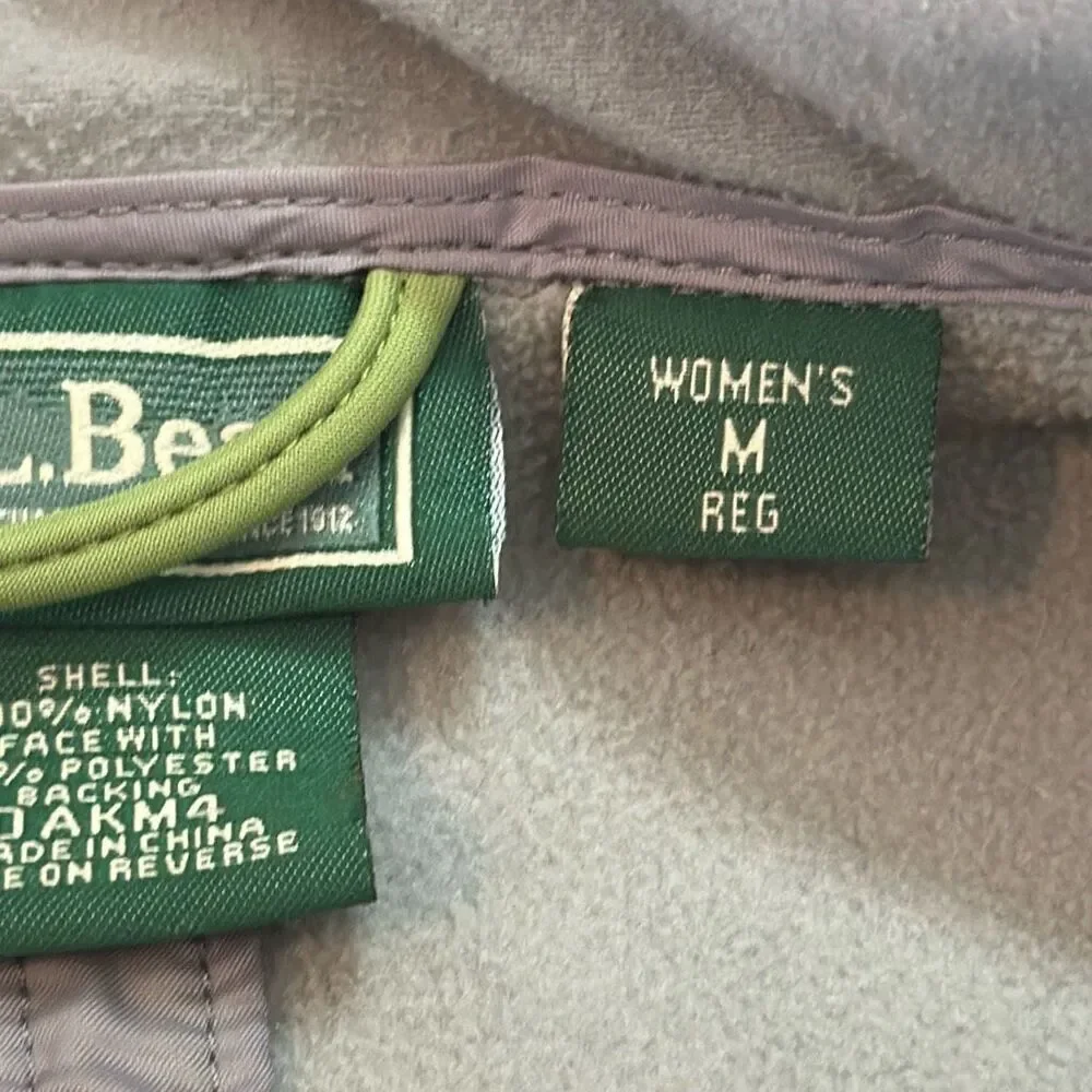 LL BEAN Soft Shell Windstopper Fleece Lined Nylon Jacket Zip Women M Green 0AKM4